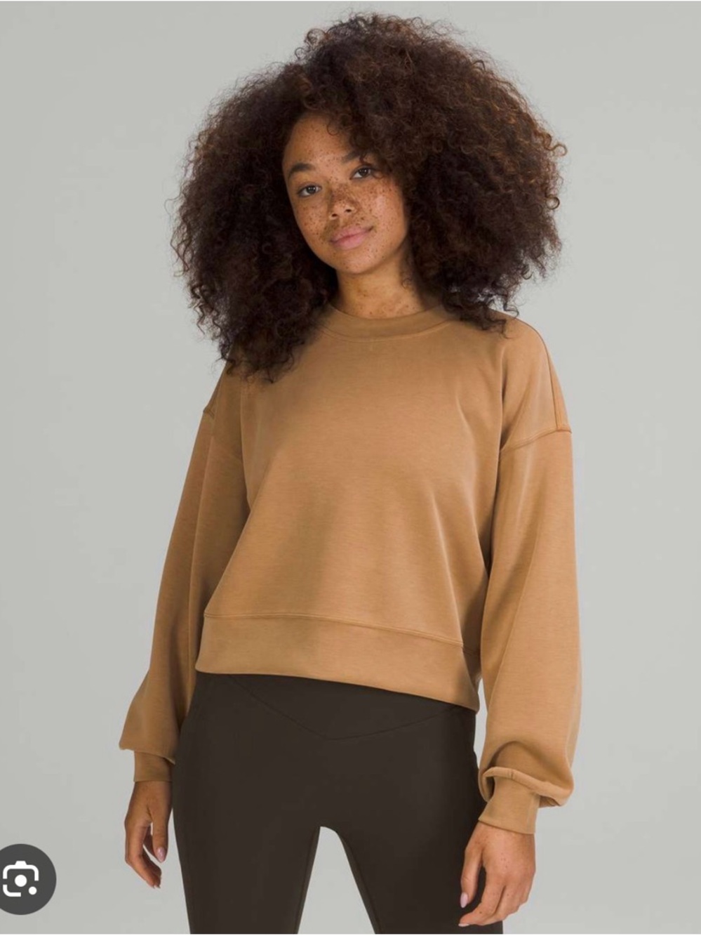 lululemon softstreame brown crewneck - size 6